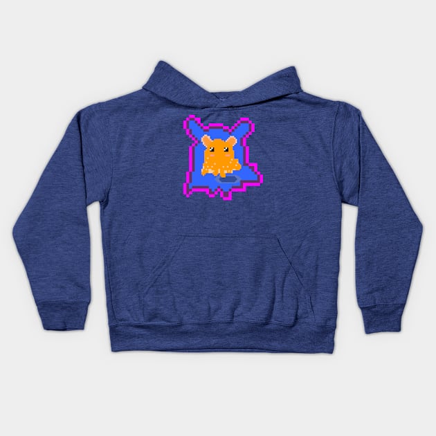 Flapjack Octopus Pixel Kids Hoodie by asteroid